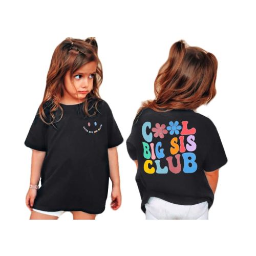Big Sister Shirt Cool Big Sis Club Letter Printed Shirt Big Sister Announcement for Toddler Girls Outfit
