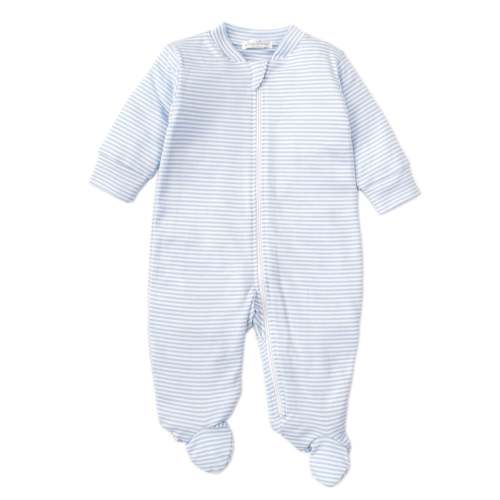 Simple Stripes Blue Pajama Zip Footie