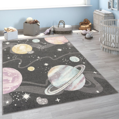 Arielly Kids Rug Nino Space With Planets And Stars In Pastel Colors