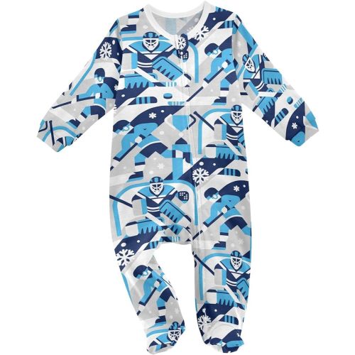 One-Piece Footies Hockey Romper Pajamas Cotton Footed Pjs for Sleep Play Boys Girls