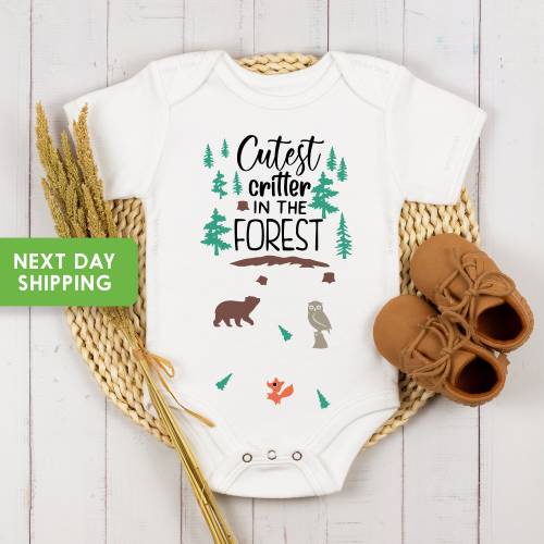 Cutest Critter In The Forest Onesie®, Woodland Animals Bodysuit, Cute Baby Shower Gifts, Woodland Animals Shirt, Woodland Newborn Baby Gifts