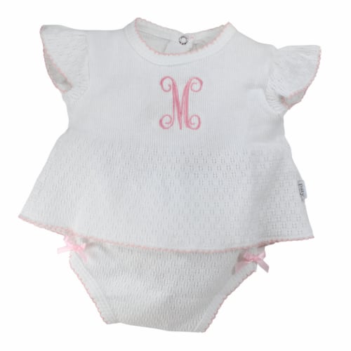 Baby Girls Diaper Set White & Pink Knit | Paty Inc