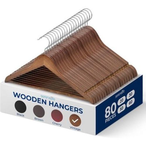 SereneLife Solid Wood Clothes Hangers