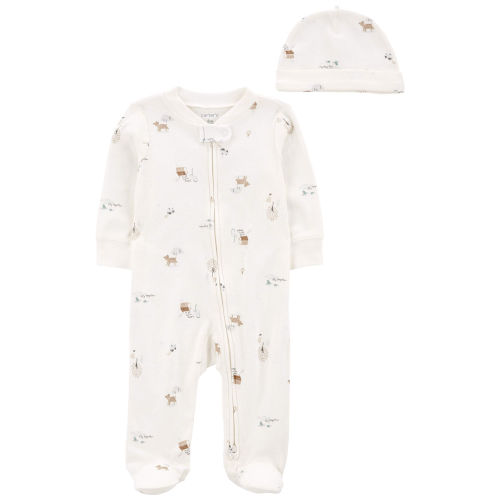 Baby 2-Piece Floral 2-Way Zip Cotton Sleep & Play & Cap Set - Carter's | Carter's