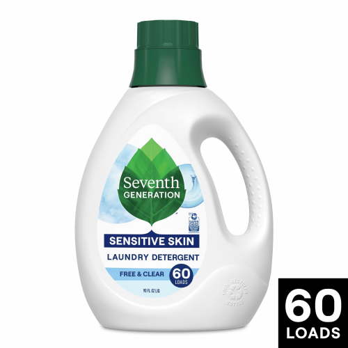 Seventh Generation Fresh Free & Clear Liquid Laundry Detergent, 90 oz 60 Loads for Sensitive Skin, Unscented