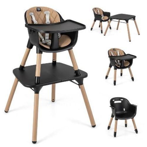 Infans 5-in-1 High Chair, Convertible Highchair For Babies And Toddlers/kids Chair Table Set/infant Feeding Chair W/safety Harness, Beige