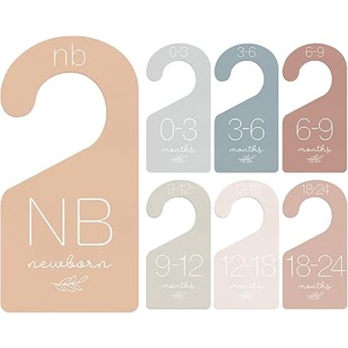 Whaline 7Pcs Baby Closet Size Dividers Boho Colors Acrylic Hanger Clothes Organizers Newborn to 24 Month Thicken Infant Wardrobe Separators For Home Nursery Baby Clothes