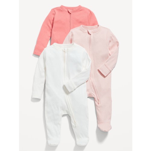 Unisex 3-Pack Sleep & Play 2-Way-Zip Footed One-Piece for Baby