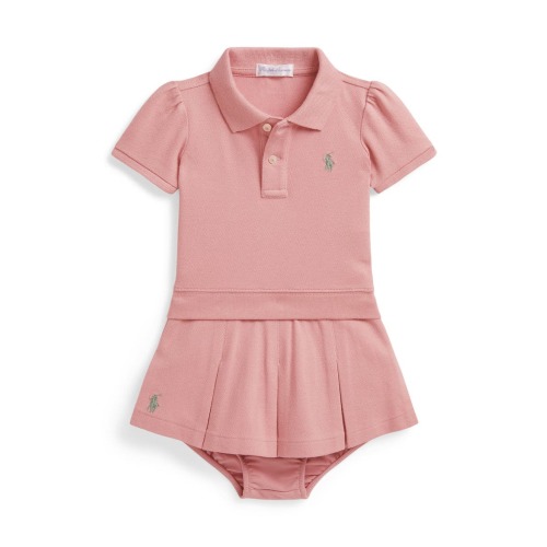 Stretch Mesh Polo Shirt, Skirt & Bloomers Set