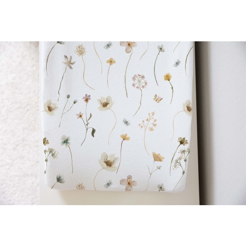 Wild Flowers Changing Pad Cover, Boho Floral Changing pad - Mustard WildFlowers