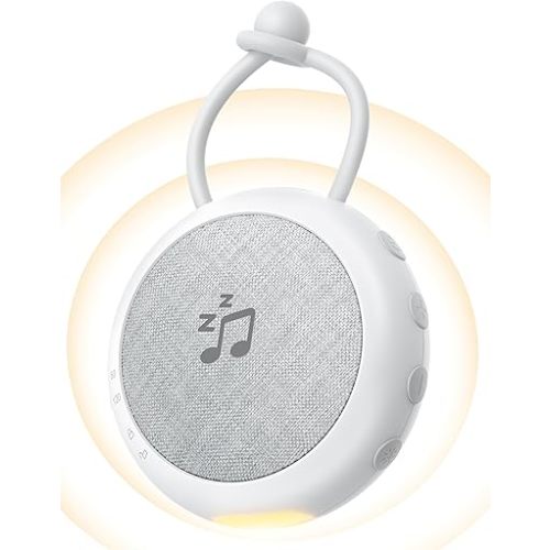 Sympa Portable Sound Machine, Baby Sound Machine Portable with 10 Natural Soothing Sounds, Sound Machine Baby Travel with Night Light for Sleep Aid, Rechargeable Sound Machine for Adult, White