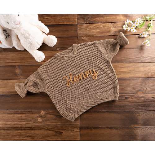 Personalized Embroidered Baby's First Valentine Clothes, Baby Girl Coming Home Sweater, Hand-Embroidered Name&Flower, Kids Name Sweater Gift