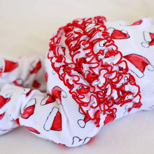 Santa Baby Bamboo Waffle Zipper Ruffle Footie