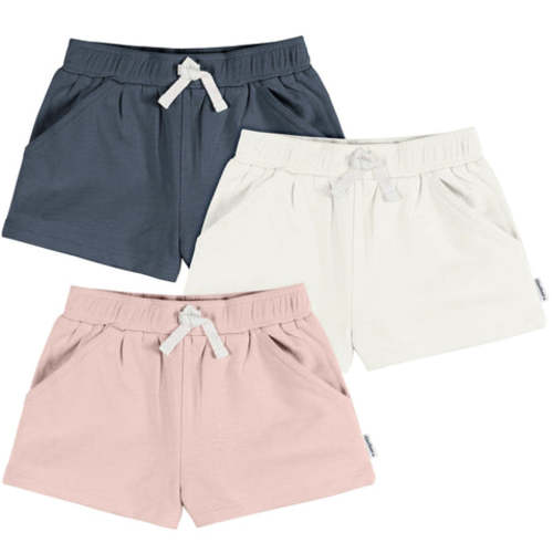 3-Pack Baby &amp; Toddler Girls Navy, White, &amp; Pink Knit Shorts