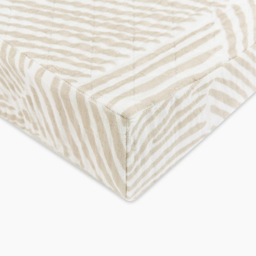 babyletto Quilted Changing Pad Cover in GOTS Certified Organic Muslin Cotton - Oat Stripe