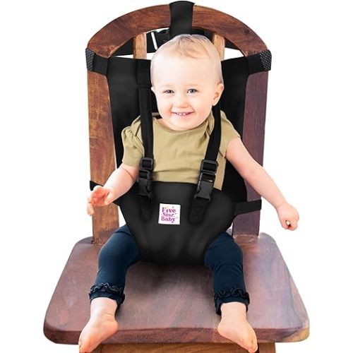 Travel Harness Seat for Toddlers - Portable High Chair for Travel | Baby Seat Harness for Golf Carts and Dining | Compact Chair Harness for Babies | Baby Travel Gear - Black