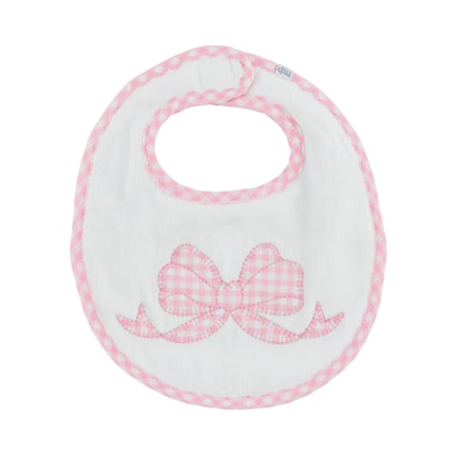 Gingham Bow Applique Terry Bib - Perfect for Mealtime | Mud Pie