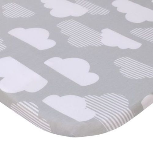 Nojo Skip Hop Cozy-up 2-in-1 Bedside Sleeper Grey And White Clouds 100% Cotton Fitted Bassinet Sheet