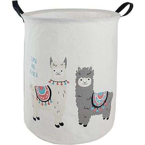19.7" Canvas Storage Basket with Handle Large Organizer Bins for Dirty Laundry Hamper Baby Toys Nursery Kids Clothes Gift Basket(Alpaca)