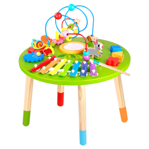Wooden Activity Table for Toddlers | Multi-Purpose Playset Easel with Bead Maze