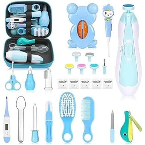 Baby Healthcare and Grooming Kit, Portable Baby Safety Care Set, Baby Essentials kit for Newborn (Blue 26 in 1)