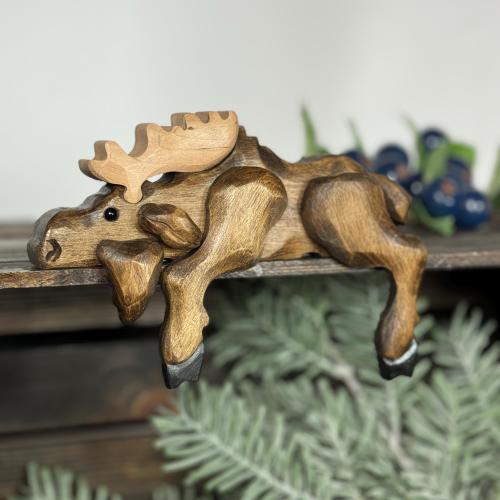 Carved Wooden Moose Shelf Decor, Door Topper, or Rustic Accent for Cabin Decor