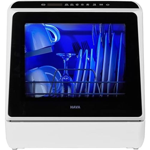 HAVA Countertop Dishwasher, 6 Programs Portable Dishwashers with 5L Built-in Water Tank, No Hookup Needed, Baby Care & Air-Drying Function for Apartments and RVs