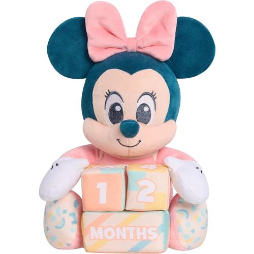 Just Play Disney Baby My First Year Minnie Mouse and Milestone Blocks, 11.75-inch Plush Toy, 4-Pieces, Kids Toys for Ages 0
