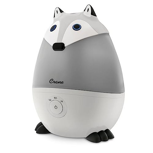 Crane Adorables Ultrasonic Mini Humidifiers for Bedroom and Baby Nursery, .5 Gallon Cool Mist Air Humidifier for Large Room or Kid's Room, Humidifier Filters Optional, Silver Fox
