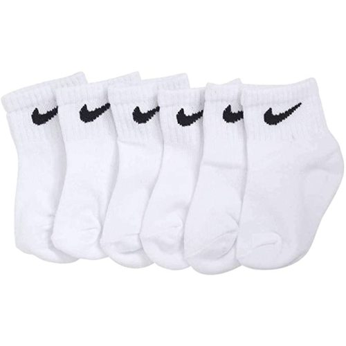 Nike Newborn Baby Socks White/Black 6 Pairs, Size - Black/White