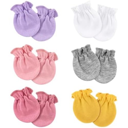 6 Pairs Newborn Baby Mittens No Scratch Elastic Wrist Gloves Soft Infant Baby Mittens for Newborn Baby Boy Girl