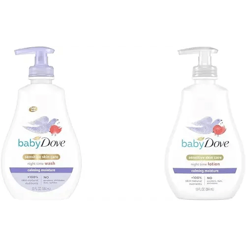 Baby Dove Sensitive Skin Care Baby Wash Calming Moisture For a Calming Bath Wash Hypoallergenic & Sensitive Skin Care Baby Lotion For a Soothing Scented Lotion Calming Moisture