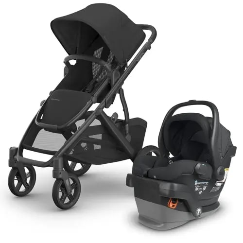 UPPAbaby Travel System - Vista V3 Stroller + Mesa V2 Infant Car Seat Combo - Toddler Seat, Rain Shield, Bug Shield, Storage Bag, Car Seat, Base + Infant Insert Included - Jake (Charcoal)
