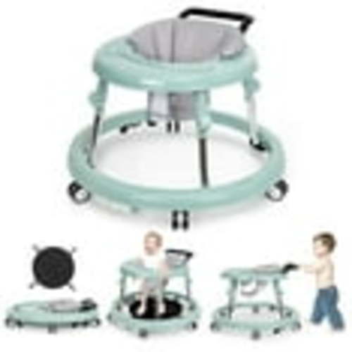 Baby Walker, Portable/Foldable/9 Adjustable Heights/With Wheels/Anti-Rolling, For Babies 6-12 Months