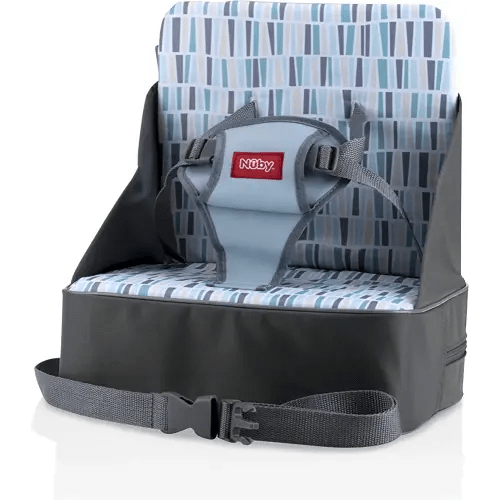 Nuby Easy Go Booster Seat - Travel Booster Seat for Babies and Toddlers - Holds Up to 50 Pounds - 9+ Months - Gray