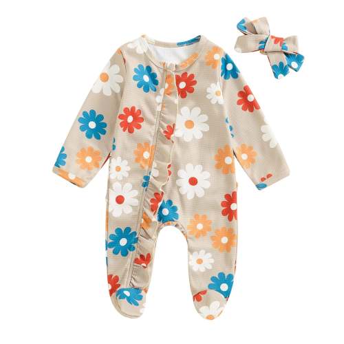 Baby Girls 2Pcs Long Sleeve Strawberry Flower Butterfly Print Frills Z – August + Willow