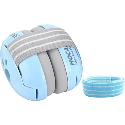 HZ001 Baby Hearing Protection - CE & CPC Certified for Babies up to 36 Months - with Replacement Headband Baby Earmuffs Ear Protection for Airplane, Firework Show - Pale Blue