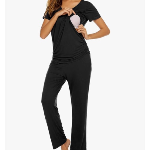 Ekouaer Womens Nursing Pajamas Maternity Breastfeeding Pjs Sleepwear Layer Soft Postpartum Lounge Set Pregnancy Clothes