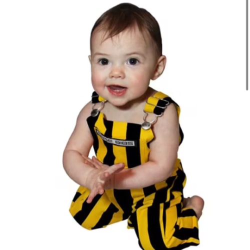 Black Gold Baby BLACK Striped Bib Overall Overalls - 18440116