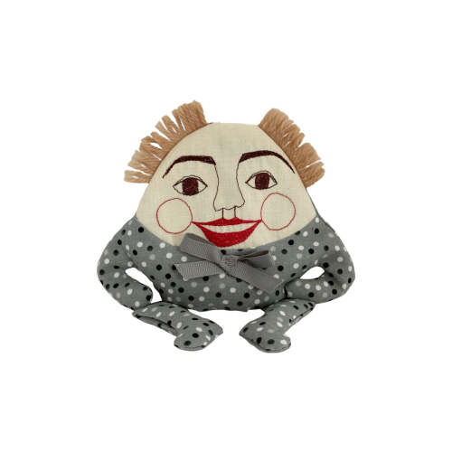 Humpty Dumpty Bean Bag Doll · Grey Polka Dots | Miniature Soft Doll | Acorn Toy Shop