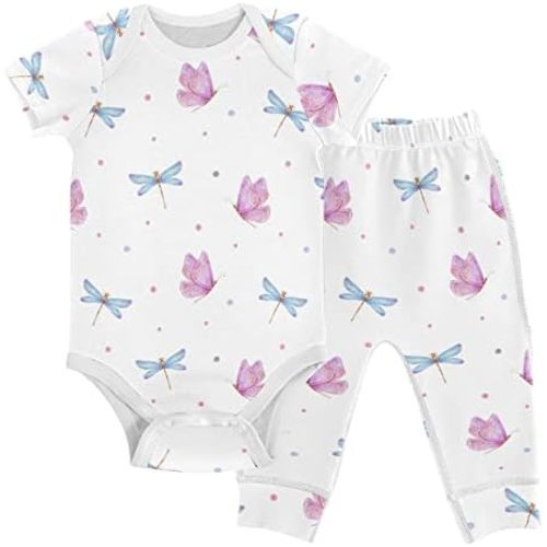 vvfelixl Baby Clothes Cute Cat Baby Bodysuits Set Unisex Short Sleeve Baby Pants Sets 0-3M