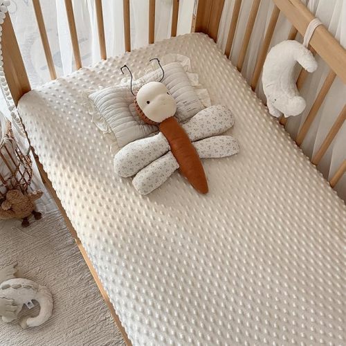 La&Sheer Baby Plush Crib Sheets for Boys Girls, Luxury Ultra Soft Fluffy Crib Sheet for Standard Crib Mattress(28"x 52"), Fuzzy Fitted Crib Mattress Sheet(Light Beige)