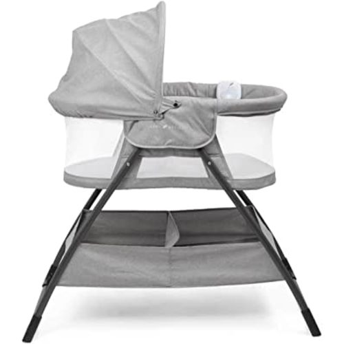 Baby Delight Beside Me Doze Deluxe Baby Bassinet, Bedside Sleeper, Foldable, Removeable Canopy, Pebble Grey