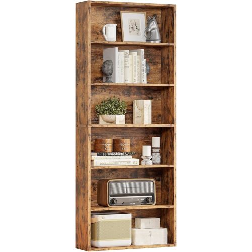 IRONCK Industrial Bookshelves and Bookcases Floor Standing 6 Shelf Display Storage Shelves 70 in Tall Bookcase Home Decor Furniture for Home Office, Living Room, Bed Room, Vintage Brown