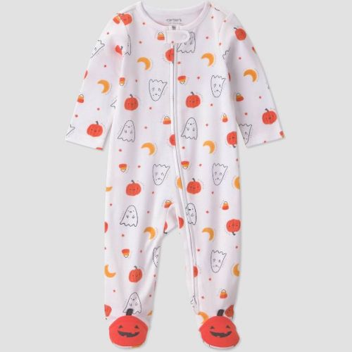 Carter's Just One You® Baby Halloween Pumpkins and Ghosts Long Sleeve Sleep N' Play - White 3M