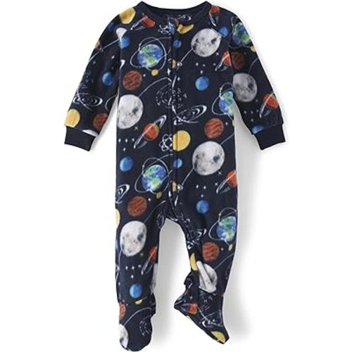 The Children's Place Baby Boys' and Toddler Fleece Zip-Front One Piece Footed Pajama