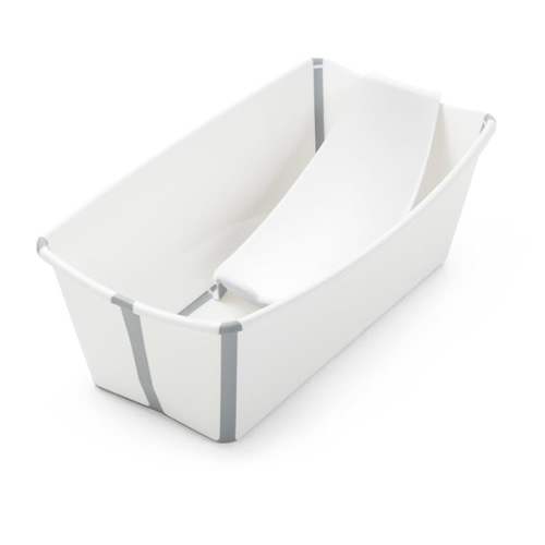 Stokke Flexi Bath Bundle, White - Foldable Baby Bathtub + Newborn Support - Durable & Easy to Store - Convenient to Use at Home or Traveling - Best for Newborns & Babies Up to 48 Months