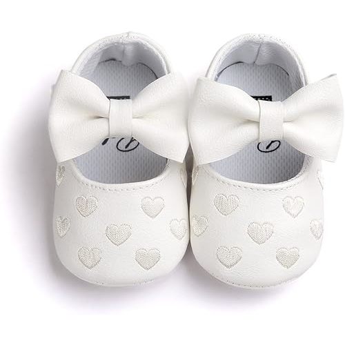 RVROVIC Baby Girls Shoes Soft Sole Mary Jane Flats Princess Dresses Shoes PU Cute Bow Prewalker