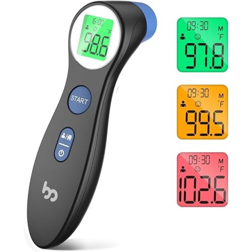 Forehead Thermometer for Adults and Kids, Digital Touchless Thermometer for Baby, Infants and Toddlers, 3 Color Fever Alarm, FSA HSA Eligible,1s Fast Accurate Reading, Non Contact