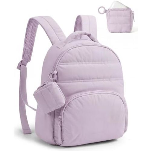 BAGSMART Small Backpacks for Women, Puffer Mini Backpack Purse with Pouch